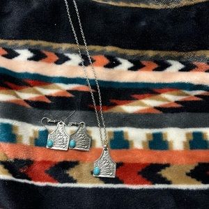 Turquoise sunflower jewelry set